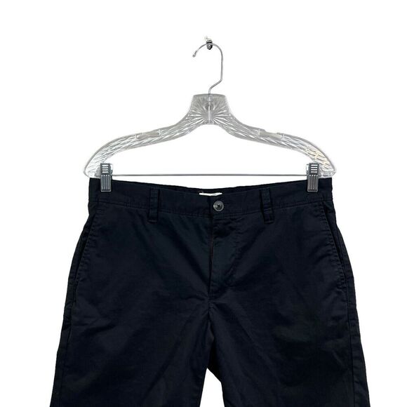 Open Edit Chino Shorts Stretch Flat Front Zip Fly Slash Pockets Black Men Sz 30W - Picture 2 of 6
